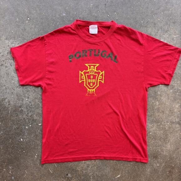 Portugal 90s Y2K T-shirt Hanes Heavyweight 50/50 Red Green F.p.f Men’s Large - Picture 1 of 6